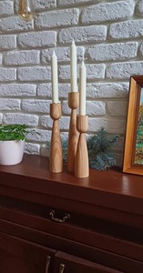 Support à bougie en bois décoratif pour les intérieurs modernes et traditionnels, élégant porte-bougie en bois pour le salon, table - Product Image 5