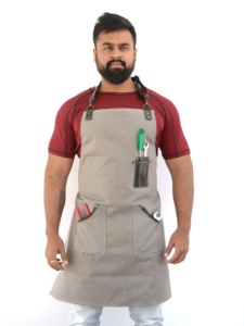 High Quality Custom Unisex Comfortable Leather Strap Washed Cotton Canvas Tool <b>Work</b> Kitchen Cooking Baking Chef <b>Aprons</b> - Product Image 3