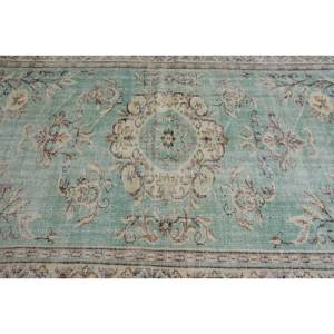 Alfombra turca Vintage área grande 5,4X8,8 pies clásico verde Beige Patchwork diseño lana látex para pasillo rectangular alfombra de habitación - Product Image 5