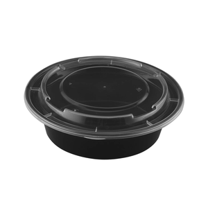 Bol rond noir TH de 24 oz, résistant, compatible micro-ondes, avec couvercle transparent ventilé, 120 ensembles (40/6) - Product Image 1