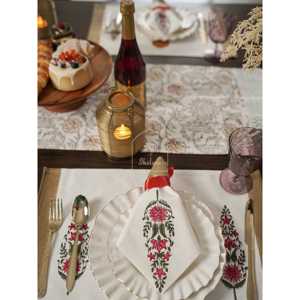 Timeless Tendrils PVC <b>Table</b> <b>Mat</b> Washable Reusable Disposable Traditional Placemats Floral Striped Embroidered Woven Design Home - Product Image 1