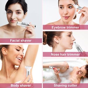 Rasoir électrique sans fil 5-en-1 pour femmes, rechargeable, tondeuse bikini indolore, épilation humide/sèche pour visage, jambes, sourcils, IPX7 - Product Image 2