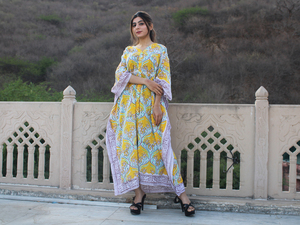 Hand <b>Block</b> <b>Printed</b> Indian Cotton Kaftan For Women Factory Direct Wholesale OEM Clothing Manufacturer Soft Breathable Fabric - Product Image 2