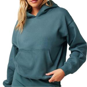 เสื้อฮู้ดสวมหัวแขนยาวของผู้หญิงเสื้อครอปแบบสวมหัวโลโก้ด้านหน้าสำหรับใช้กลางแจ้งฤดูหนาวพิมพ์ลายถัก - Product Image 1