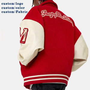 Chaquetas Varsity para Hombre de Talla Grande, Estilo Béisbol, con Mangas de Cuero Genuino y Parches Bordados en Chenilla, Personalizadas al por Mayor - Product Image 4