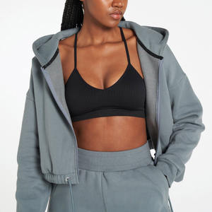 Top corto con cremallera completa para mujer, Sudadera con capucha corta, cómoda, informal, a la moda, cálida, para invierno - Product Image 2