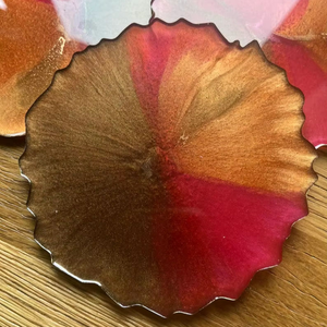 Juego de 2 Posavasos de Resina Epoxi de Calidad Especial con Diseño Moderno para Decoración de Mesa, para Uso en el Hogar y la Oficina, Color Naranja - Product Image 1