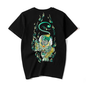 T-shirts d'été pour hommes Lettres de broderie colorées T-shirt en coton unisexe Vêtements pour hommes Chemises brodées en chenille Street Wear - Product Image 1