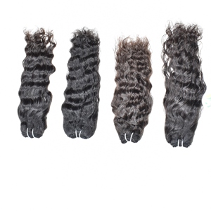 Extensions de cheveux humains vierges indiens naturels 100% de qualité supérieure, prix de gros, couleur noire bouclée, soyeux, double trame - Product Image 2