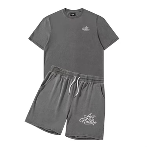 ชุดสูท2ชิ้นแบบวินเทจของผู้ชายผ้าฝ้าย2ชิ้นชุดเสื้อผ้าแนวสตรีทปักโลโก้สำหรับฤดูใบไม้ร่วง - Product Image 1