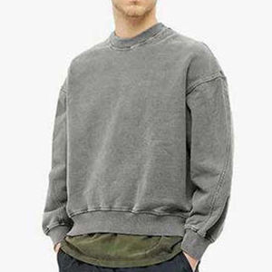 Sweat-shirt à capuche boutonné délavé à l'acide de haute qualité, style vintage décontracté, pour homme, collection streetwear - Product Image 1