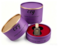 Boîte Cadeau Cylindrique pour Parfum avec Doublure en Velours, Emballage en Tube de Papier pour Bouteilles d'Huiles Essentielles et Cosmétiques, Estampage à Chaud, Recyclé
