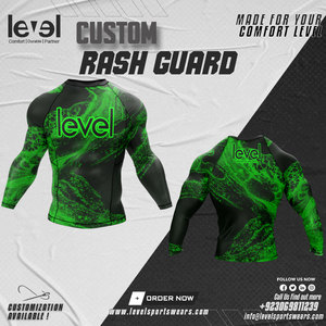 Protection Rash Guard Soie personnalisée OEM Spandex personnalisé Logo Style Sportswear Tissu Nylon Rashguard pour hommes - Product Image 4