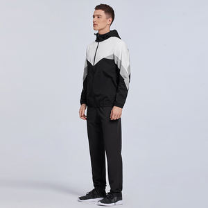 Conjunto de Sudadera con Capucha Corta y Cremallera y Pantalones Acampanados de Algodón Ecológico para Hombre, con Logotipo Personalizado, Venta al por Mayor - Product Image 2