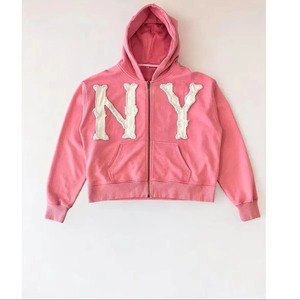 2024 nouveau High Street surdimensionné sweat polyvalent lettre brodé fermeture éclair à capuche femmes mode décontracté veste ample - Product Image 5