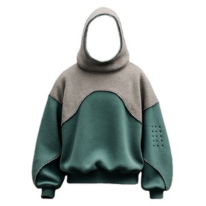 Sweat à capuche d'hiver surdimensionné bicolore personnalisé, double couche, 500GSM, 100% coton, coupe-vent, respirant, logo personnalisé |   Vêtements de rue unisexes - Product Image 2