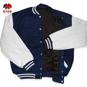 Vestes universitaires surdimensionnées en coton premium pour hommes, veste universitaire personnalisée avec col montant et logo sur le devant - Product Image 2