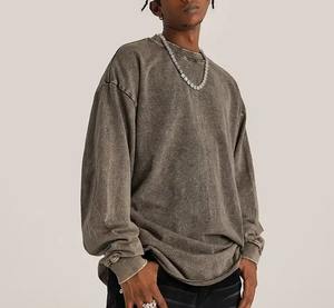 เสื้อสเวตเตอร์ผ้าฝ้ายคุณภาพสูงพิมพ์แบบกําหนดเองเสื้อกันหนาวหมวกด้อยขนาดใหญ่วินเทจไล่โทนสีกรดล้างเสื้อกันหนาวหมวกเสื้อฮู้ด - Product Image 3