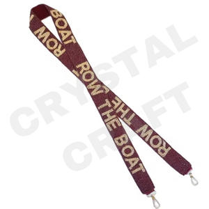 สายกระเป๋าลูกปัดสีแดงสีขาวทองอุปกรณ์เสริมสำหรับกระเป๋า - Product Image 3