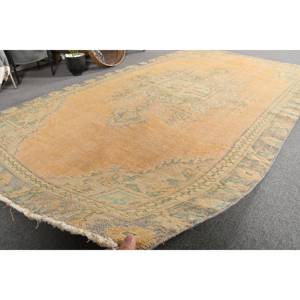 พรมสีเหลืองสีเขียวแบบชนบทขนาด4,8X8,9ฟุตพรมตุรกีทำด้วยมือ - Product Image 5