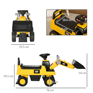 HOMCOM Bulldozer de juguete para niños de 18 y 36 meses con excavadora y espacio de almacenamiento, 78x29. 5x54 cm, amarillo y negro - Product Image 3