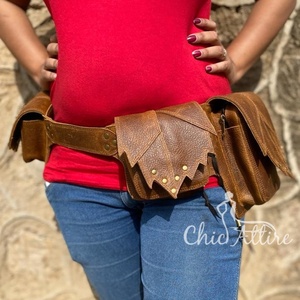 Véritable ceinture utilitaire en cuir véritable faite à la main ceinture de poche de hanche vente chaude ceinture de festival de haute qualité sac de hanche multi-poches pour les femmes - Product Image 1