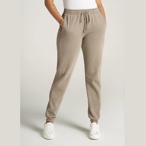 Pantalon de survêtement en coton pour femmes, jogging d'hiver décontracté, pantalon uni imprimé et personnalisé à l'avant plat et écologique OEM ODM vente en gros - Product Image 1
