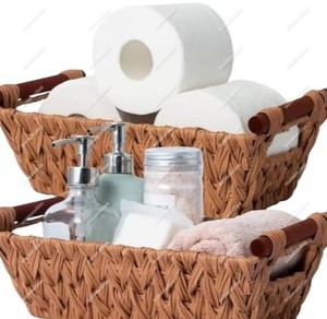 Boîtes porte-mouchoirs nouvellement conçues porte-papier de vie jacinthe d'eau panier de serviettes ensemble de 2 pour cuisine salon boutique en ligne - Product Image 4