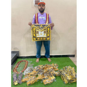 Tablier maçonnique de past maître de qualité supérieure, 100% peau d'agneau, avec collier à chaîne + tablier à bijoux gratuit, rayé bleu, GRAND LODGE PAST MASTER APRON - Product Image 5