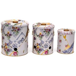 Ensemble de trois bacs en métal pour pomme de terre oignon et ail (3 pièces) Kintsugi veine d'or fleur Kint Sugi Design - Product Image 1