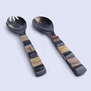 Ensemble de couverts de luxe en acier inoxydable de style américain avec poignées à grille noires et blanches de haute qualité Ensemble de 5 pièces en argent - Product Image 3