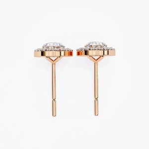 10K rose gold VS Clarity Lab Grown Round Diamond Classic <b>Screw</b> <b>Back</b> Flower Shape Trendy Style <b>Earring</b> - Product Image 3