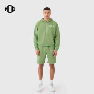 Moe ชุดวอร์ม2ชิ้นสำหรับผู้ชายชุดวอร์มมีซิปและชุดสั้นสไตล์สตรีทโอเวอร์ไซส์ - Product Image 1