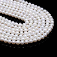 Perles rondes blanches naturelles de 6 mm, qualité AAA+, perles lisses de haute qualité, en vrac, longueur 5 pouces, fabrication de bijoux