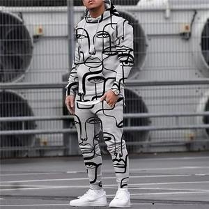 Conjunto Deportivo Informal para Hombre, Talla Grande, Ropa Deportiva con Estampado 3D, Conjunto de 2 Piezas, Sudadera con Capucha y Pantalones, Tejido de Punto - Product Image 2