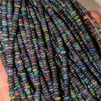Perles Rondelles d'Opale Éthiopienne 3-5mm, Lisses, Welo, 16 Pouces, en Cristal d'Opale Éthiopienne et Perles de Verre Lampwork