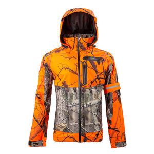 Vêtements de chasse silencieux pour hommes, veste de randonnée en softshell camouflage, imperméable, doublée en polaire, à capuche - Product Image 1
