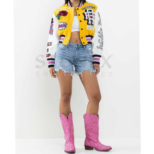 Chaqueta Varsity Corta para Mujer de Marca Privada, Chaqueta de Béisbol Universitaria Premium para Marcas de Ropa de Boutique y Tiendas Minoristas - Product Image 5