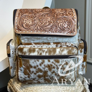 Nouveau sac à couches de voyage multifonction en cuir repoussé à la main sac à dos pour femmes en cuir de vachette Floral grande capacité sac à dos à la mode - Product Image 1