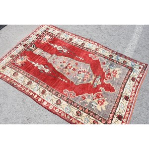 Alfombra clásica de lana turca de área grande roja de 9x12, 10mm de espesor, 3,8x5,8 pies, patrón de retazos para entrada, pasillo, habitación de adolescentes, látex - Product Image 4