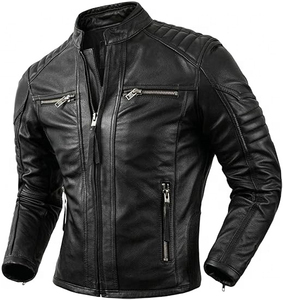 Veste en cuir enduit pour homme, best-seller, respirante, col montant, style vintage, design à capuche, plusieurs couleurs disponibles - Product Image 1