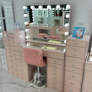 Hiện đại phong cách Bắc Âu công chúa trang điểm Vanity bảng màu hồng bàn trang điểm với gương make up Vanity bảng với gương - Product Image 5