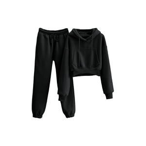 Tenues 2 pièces en polaire pour femme Survêtement Pull court Sweat Joggers Pantalon Survêtement Ensemble - Product Image 2