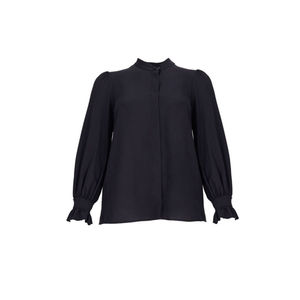 เสื้อชีฟองวินเทจสำหรับผู้หญิง คอปกปักลายโบว์ แขนระบาย - Product Image 1