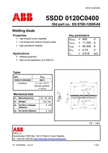 Diodos de Soldadura Hitachi Energy 5SDD 0120C0400, 400V 11350A, Fabricación Automotriz, Equipo de Soldadura de Media/Alta Frecuencia - Product Image 2