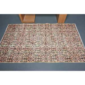 พรมขนสัตว์ตุรกีสีเบจ3.8 x 6.4ft คลาสสิกดีไซน์แบบเย็บปะติดปะต่อกันสำหรับเข้าห้องนั่งเล่นห้องนอนห้องโถงรูปสี่เหลี่ยมผืนผ้าทำจากน้ำยาง - Product Image 3