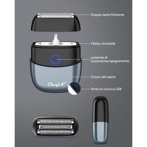Afeitadora Eléctrica Portátil Inalámbrica de Doble Cuchilla para Cara y Cuerpo, Resistente al Agua IPX7, Recargable por USB, Lavable, Repuesto Alemán - Product Image 1