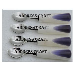 Luxury Stainless Steel Cutlery Spoon Set with Resin Handle Wedding and Birthday Party <b>Table</b> Decor Kitchenware Use - Product Image 3