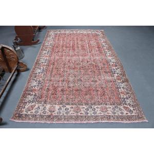 Tapis turc vintage, grand tapis de 5,2 x 9,2 pieds, tapis à motifs floraux rouges - Product Image 1