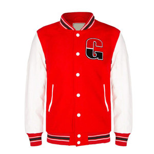 Chaqueta universitaria Letterman Varsity de alta calidad para hombre, soporte, bordado de chenilla roja, Mangas de cuero personalizables, calle principal para - Product Image 1